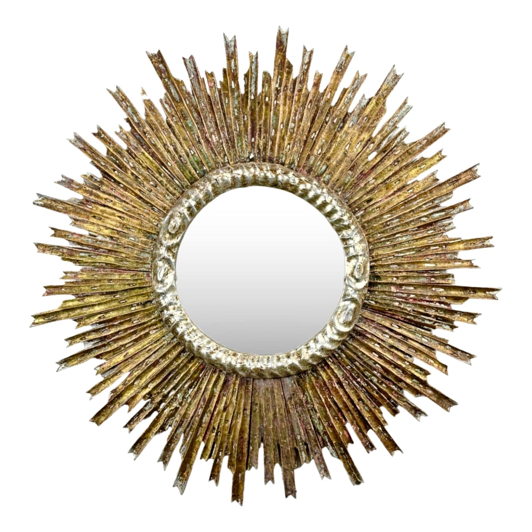 Early 20th Century Sun Ray Giltwood Italian Mirror