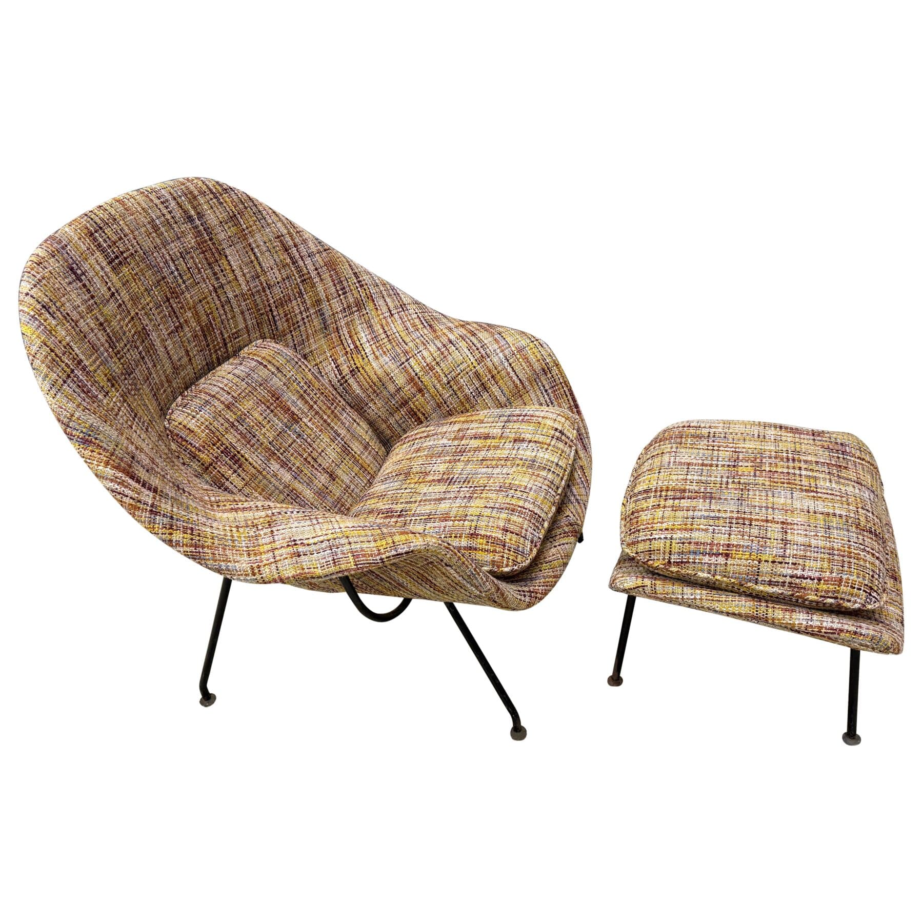 Early Eero Saarinen for Knoll Womb Chair and Ottoman Re-upholstered