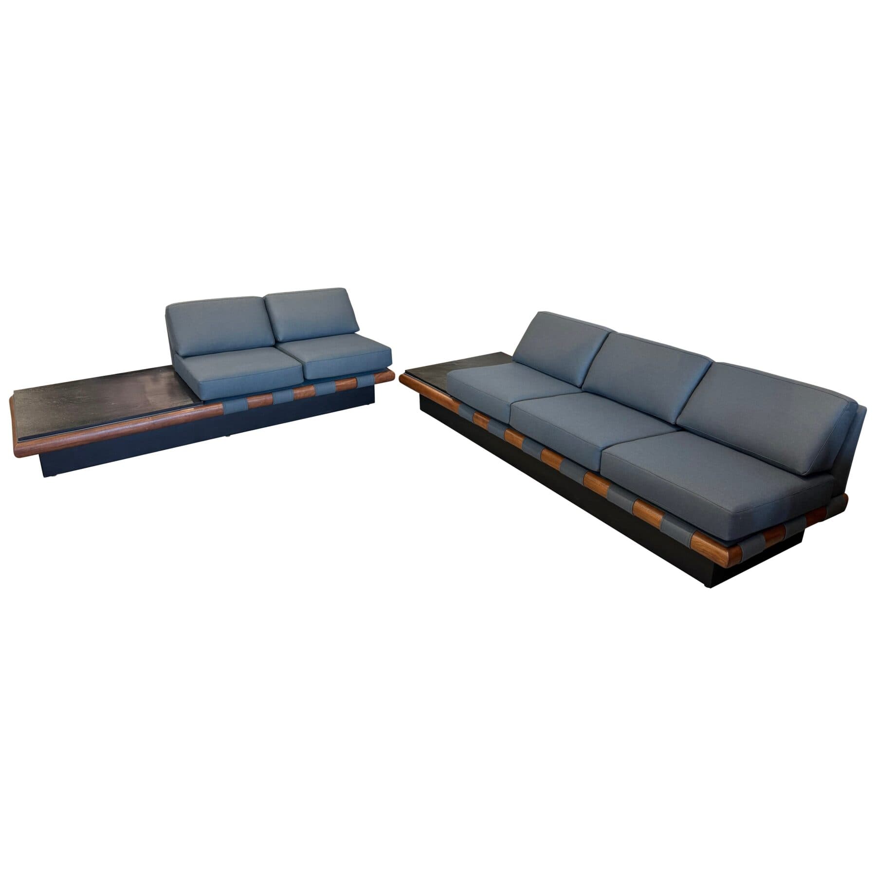 1960’s Adrian Pearsall Sectional Sofa Set with Slate Inset Ends Re-upholstered