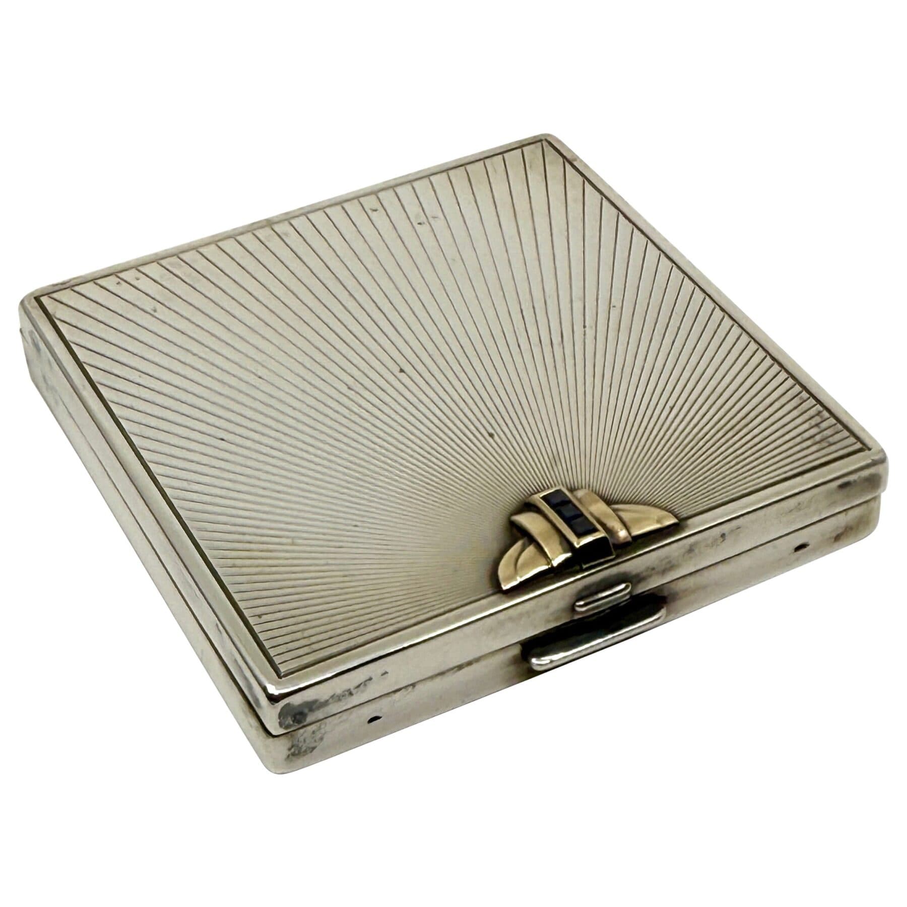 Wordley, Allsopp & Bliss 1920’s Sterling, 14k Gold and Sapphire Compact