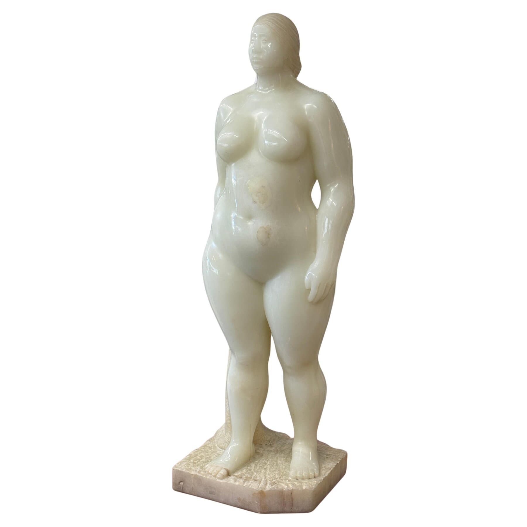 Felipe Castaneda White Onyx Life Size Sculpture of a Nude Woman
