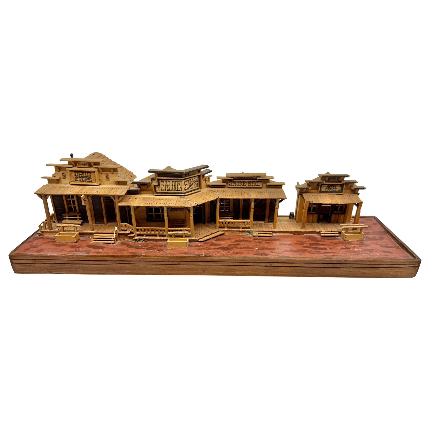 1990 Hand Crafted Architectural Folk Art Model Wild West Town with Saloon