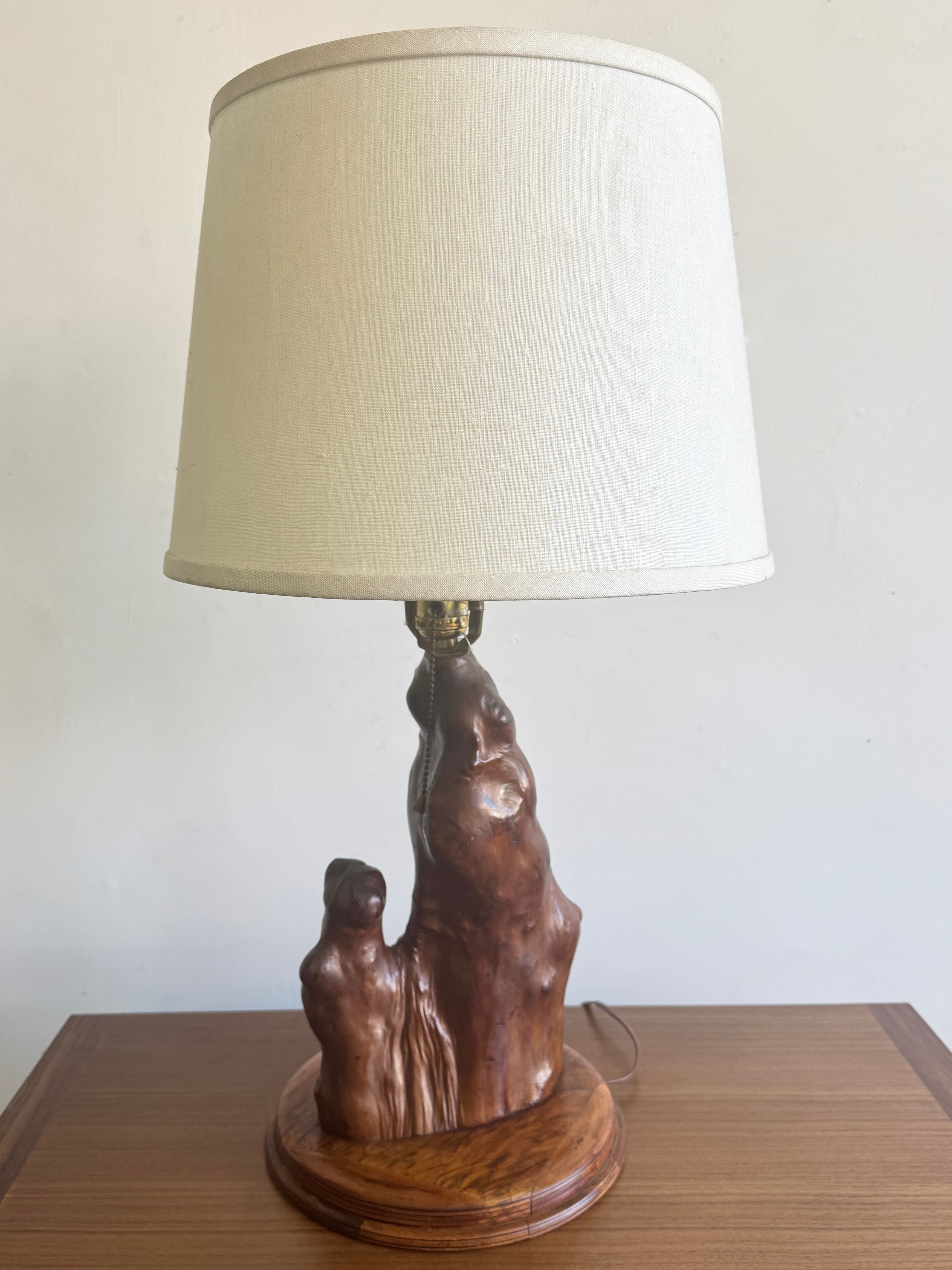 Vintage Cypress Knee Wood Table Lamp