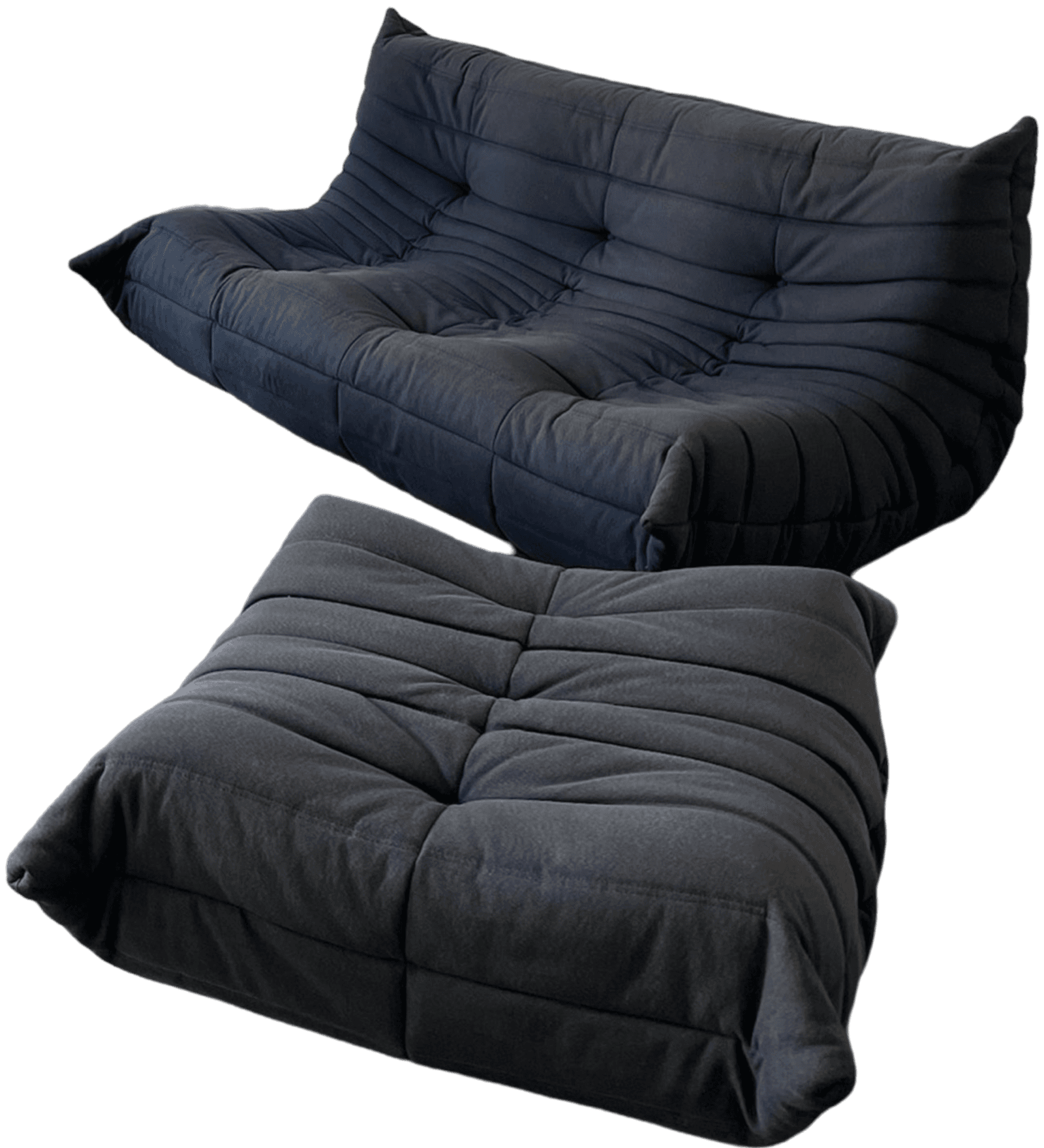 Ligne Roset Grey Togo Sofa and Ottoman