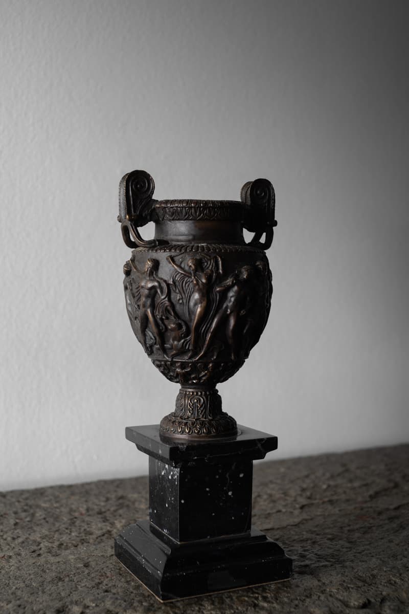 Cast Bronze Urn on Marble Plinth