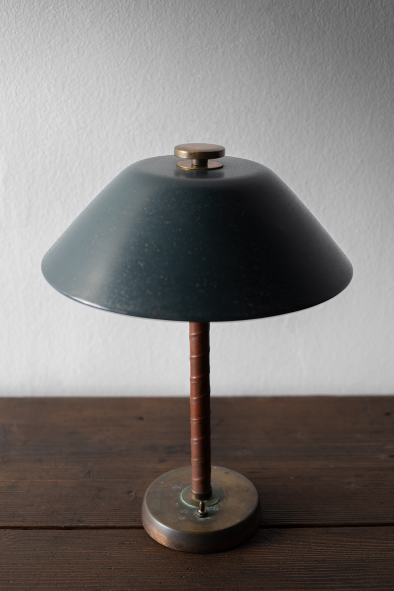 Brass and Leather Table Lamp