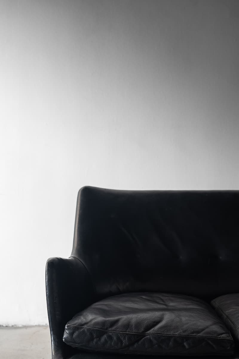 Three Seat Sofa in Black Leather