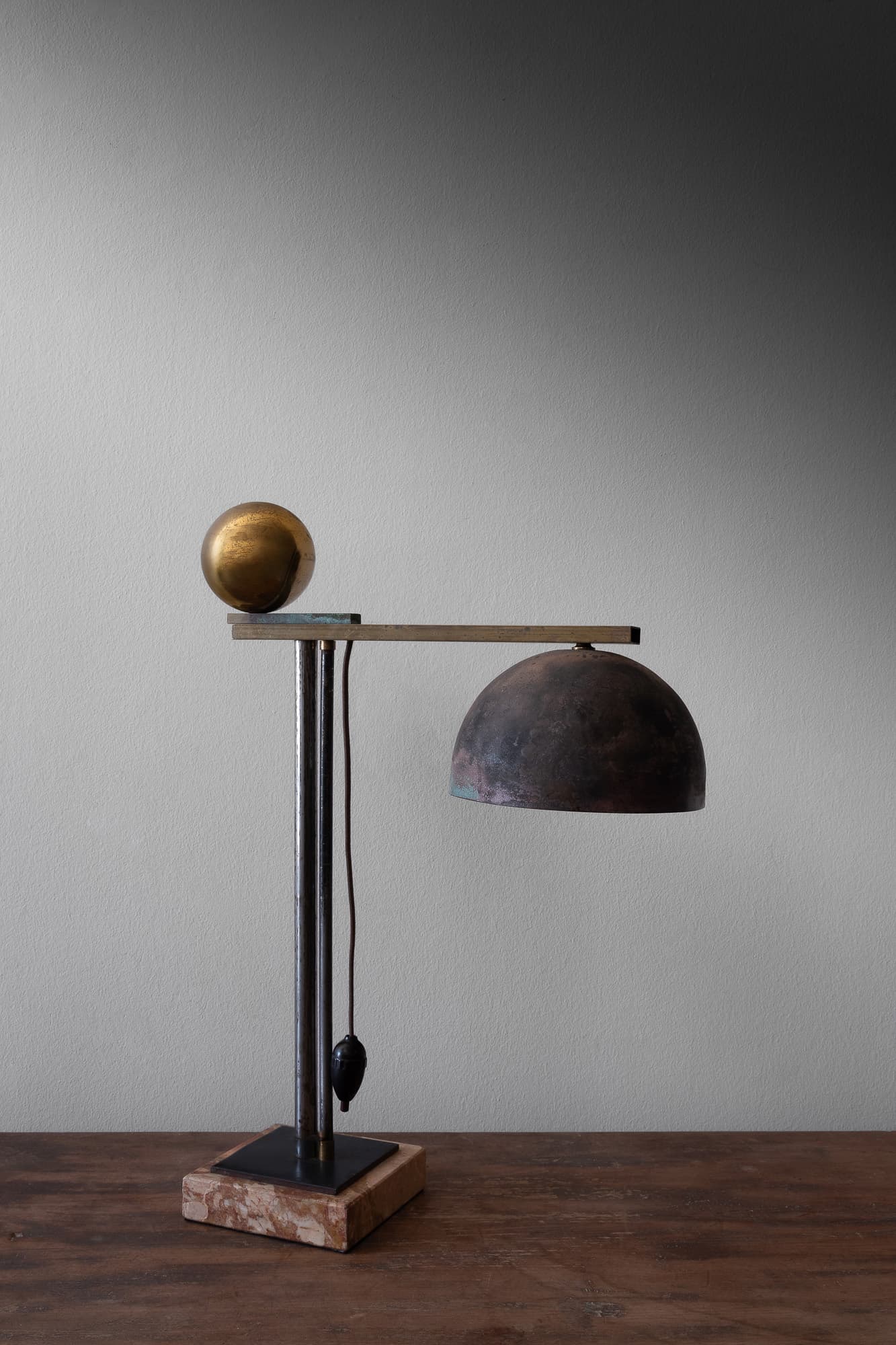 Metal and Brass Art Deco Table Lamp