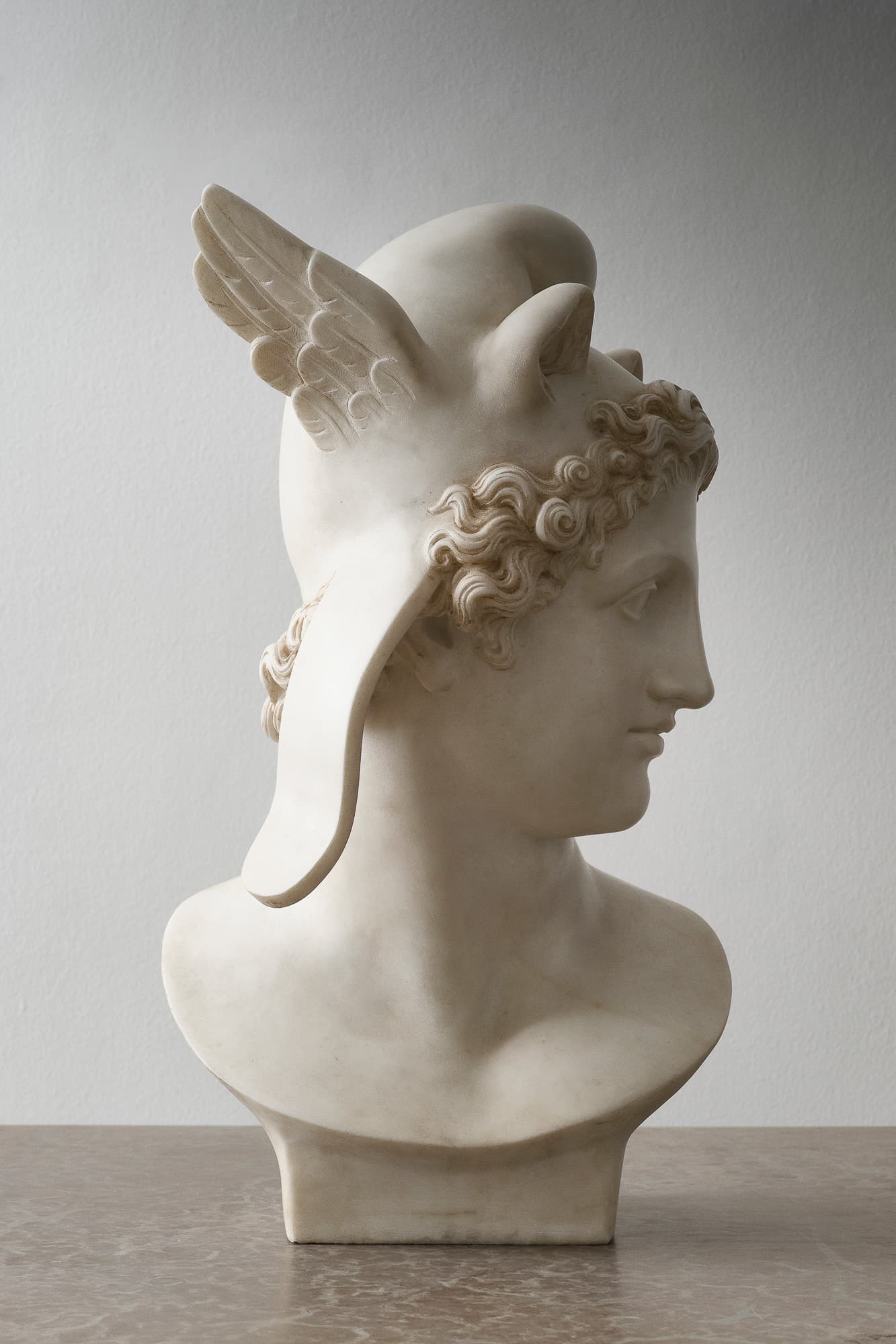 White Italian Marble Bust Depicting Perseus
