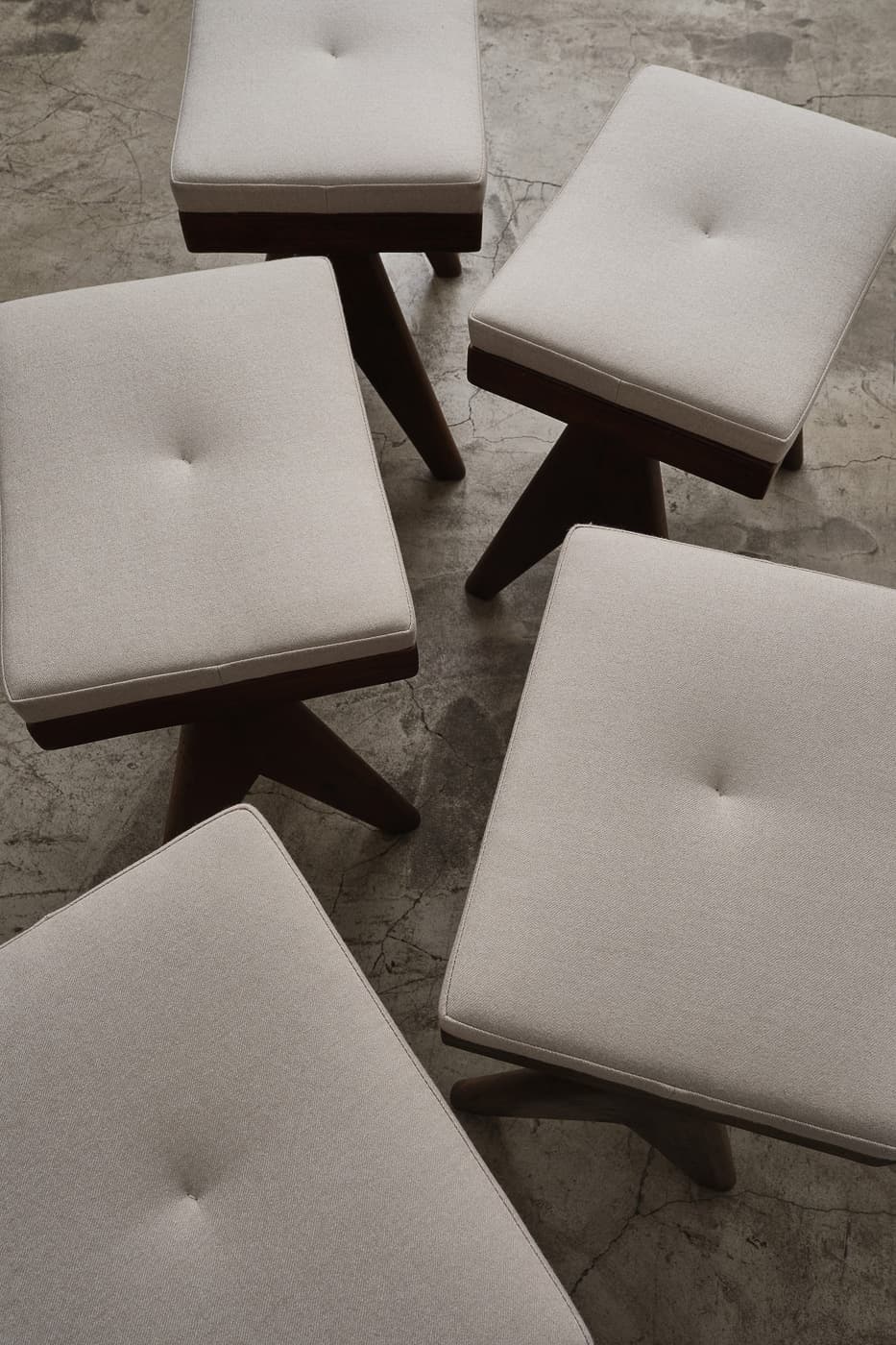 Set of Upholstered Compass Stools
