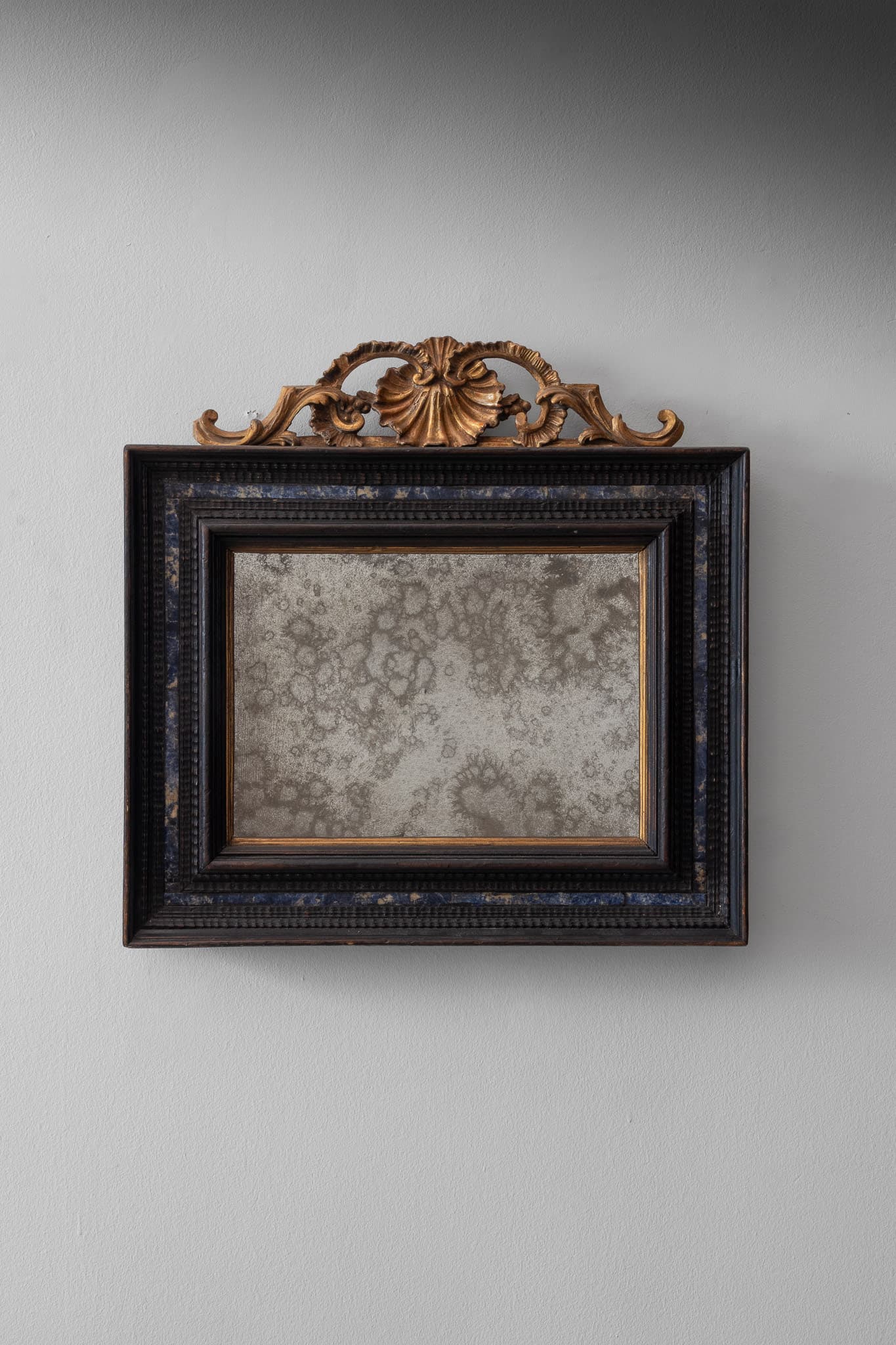 Mirror with Ebonized Frame and Lapis Lazuli