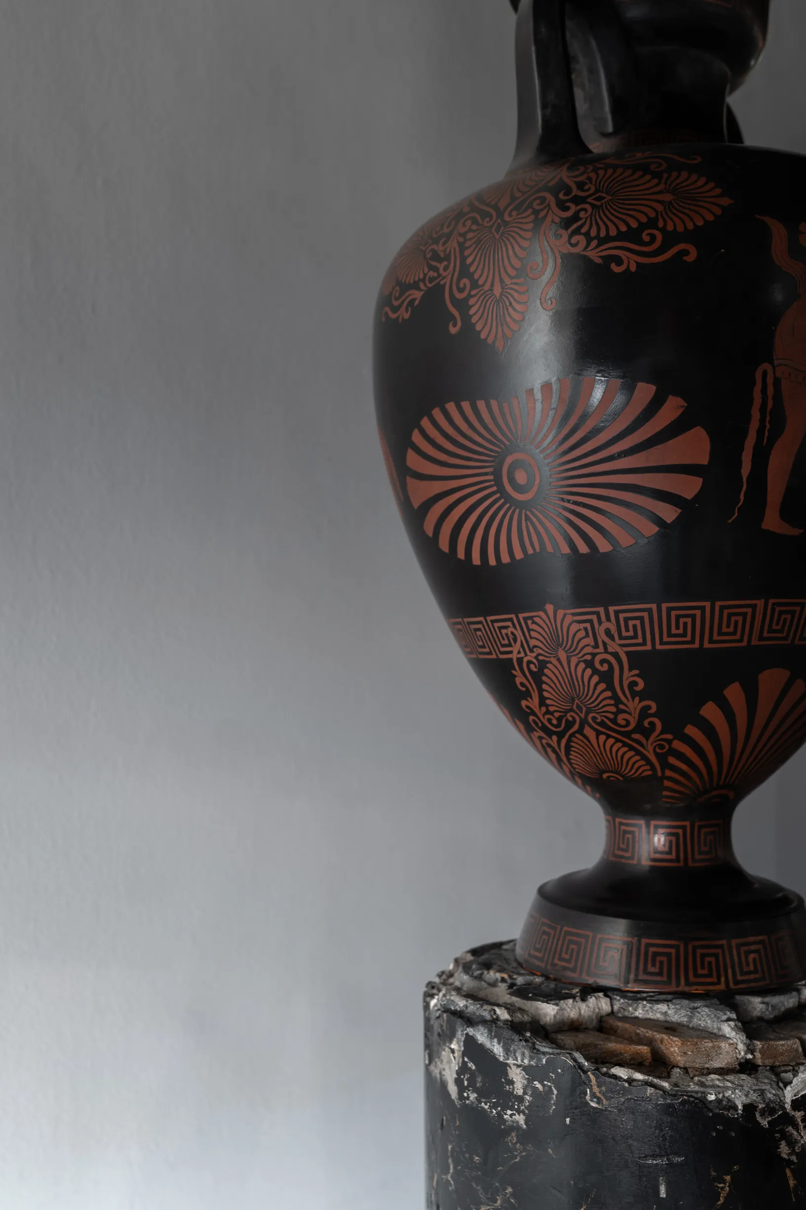Large Grecian Vase on Marble Plinth