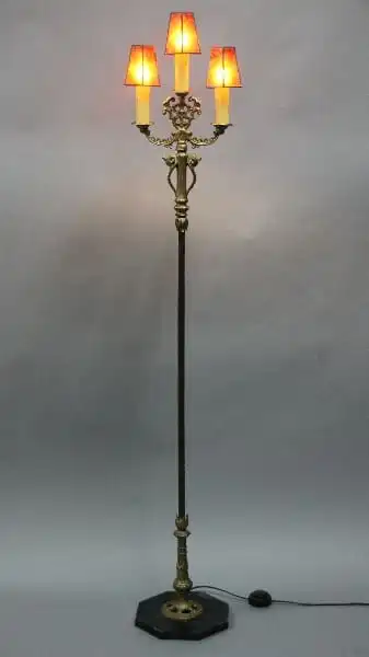 12457. 1920’s Spanish Revival Bronze and Iron Torchiere With Three Lights