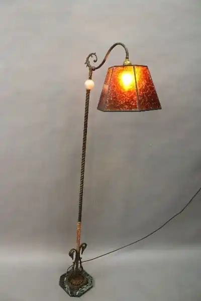 14855. Spanish Revival Floor Bridge Lamp With Movable Shade