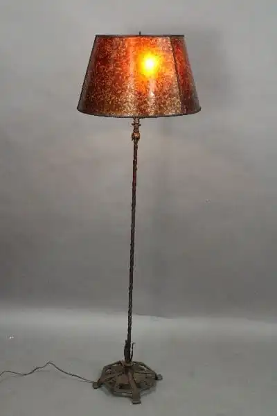 14868. Spanish Revival Floor Lamp With Polychrome Base