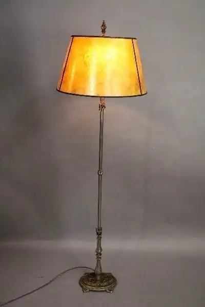15081. Elegant Turn Of The Century Floor Lamp With New Mica Shade
