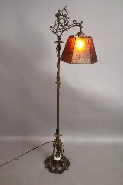 15100. Spanish Revival Bridge Lamp With Mica Shade