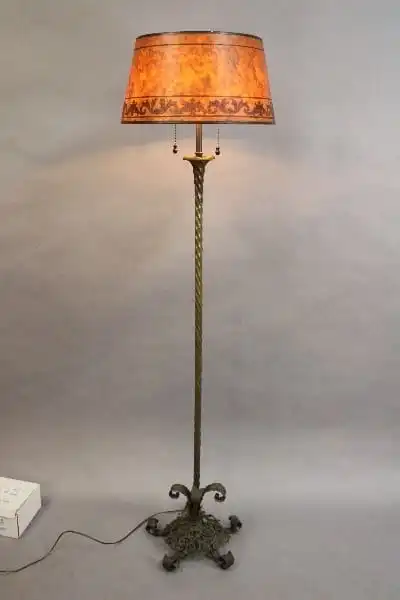 15124. Spanish Revival 1920’s Floor Lamp With Beautiful Mica Shade