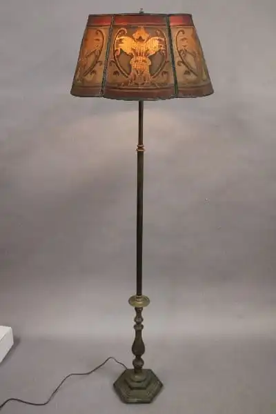 15125. Spanish Revival Lamp With Beautiful Screen Shade