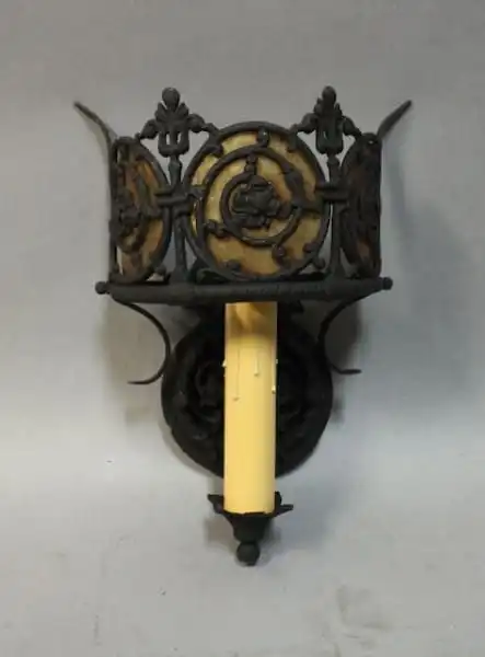 16192. Pair of Single Spanish Revival Sconce With Mica Shield
