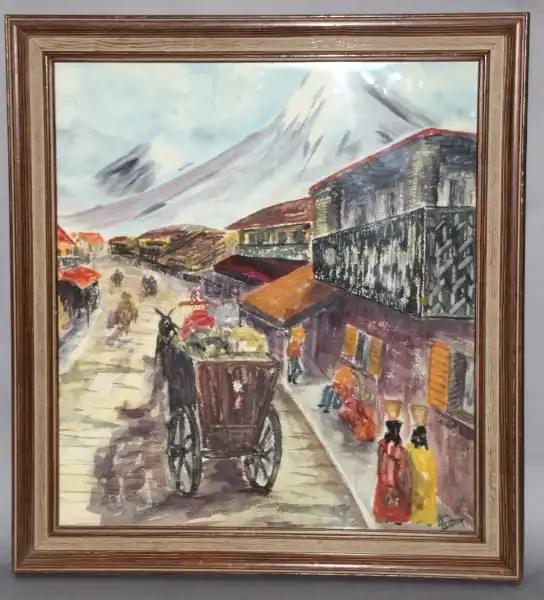 13256. Colorful Painting Of Mexican Vilage
