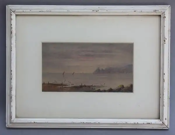 9378. Delicate Framed Watercolor Landscape