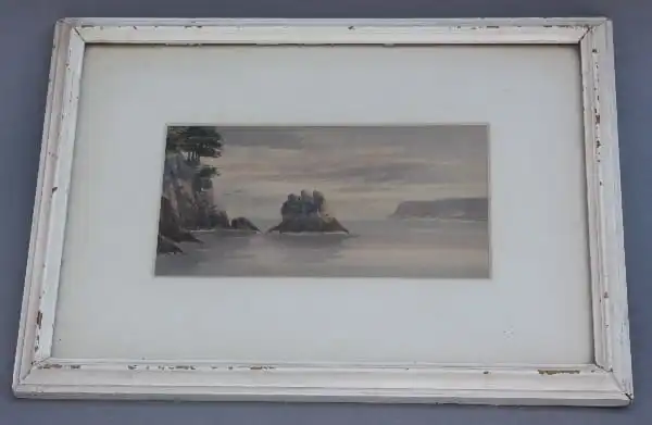 9379. Delicate Framed Watercolor Landscape