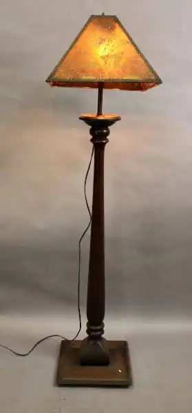 15540. Turn Of The Century Floor Lamp With Original Mica Shade