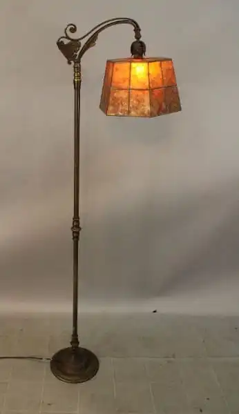 15789. Spanish Revival Bridge Lamp With Mica Shade