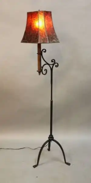 16068. Spanish Revival Monterey Style Wrought Iron Floor Lamp