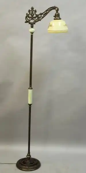 16071. 1920’s Floor Lamp With Hand Painted Shade