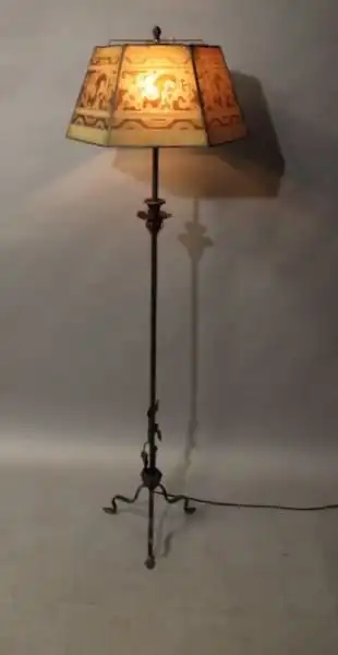16366. 1920’s Spanish Revival Floor Lamp With Iron Base