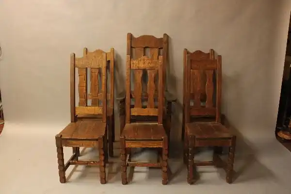 16381. Set Of 6 Carved Spanish Revival Mahogany Chairs