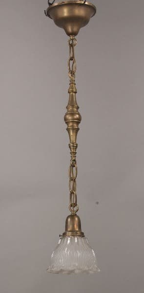 10430. 1930's Glass Pendant with Frosted Glass Shade pendant light hanging from a decorative ceiling mount.