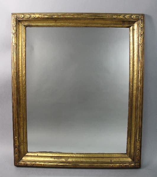 14107. Turn Of The Century Carved Mirror Frame With New Mirror displayed against a gray backdrop.