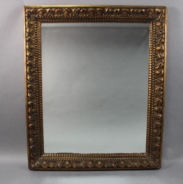 Sentence with product name: 14108. Large Scale Mirror Early 20th Century With New Mirror Surface, displayed against a solid gray background.