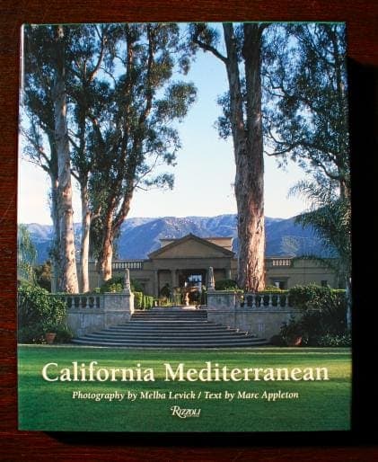 Front cover of the book "1307. California Mediterranean" featuring a photograph of a mediterranean-style house framed by tall trees against a mountain backdrop.