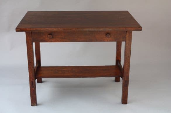 7843. Arts & Crafts Desk/ Library Table with one drawer and a lower shelf, shown on a neutral background.