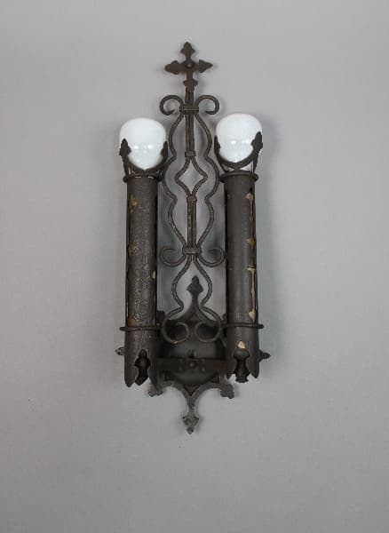 Vintage wall sconce with two lights.