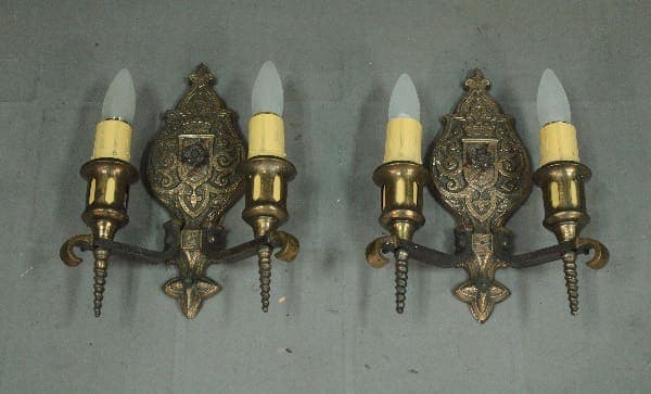 Pair of vintage brass wall sconces.