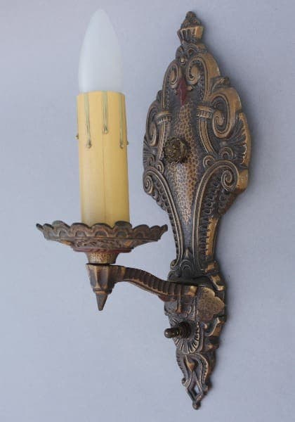 8985. 1 of 3 Spanish Revival Polychrome Sconce