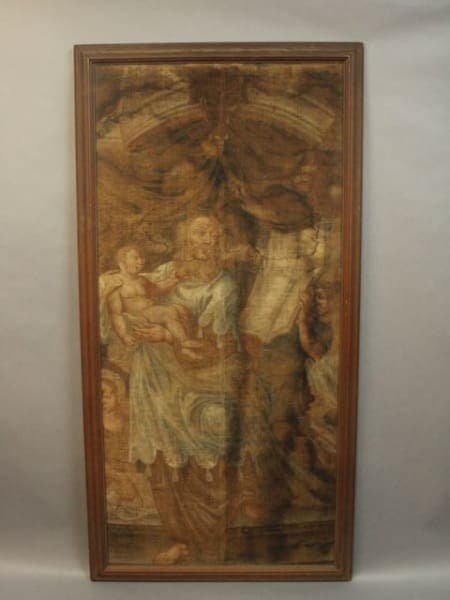 Faded painting of Madonna and child.