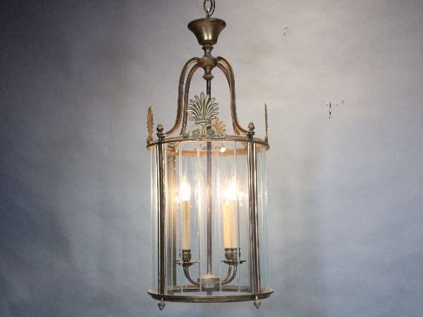 17288. Classic 1920’s European Style Brass And Glass Lantern