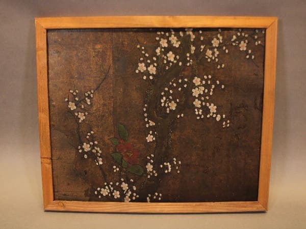 17426. Framed Fragment Of Japanese Scroll With Cherry Blossoms