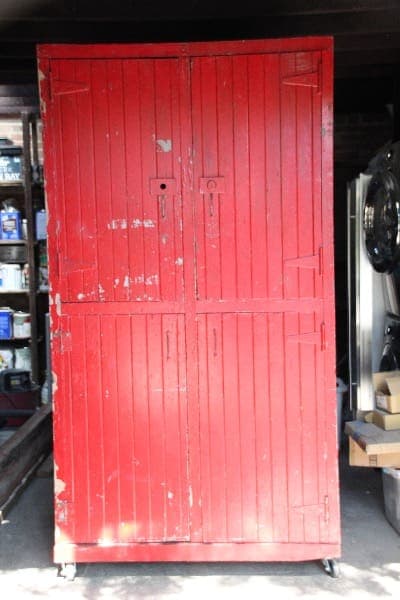 40396. Large Turn Of the Century Storage Cabinet On Wheels