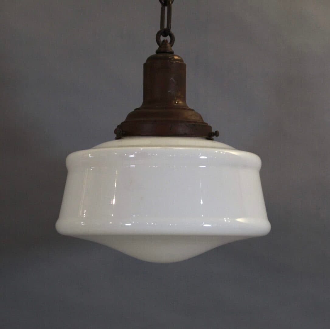 40571. 1920’s Antique Pendant With School House Shade