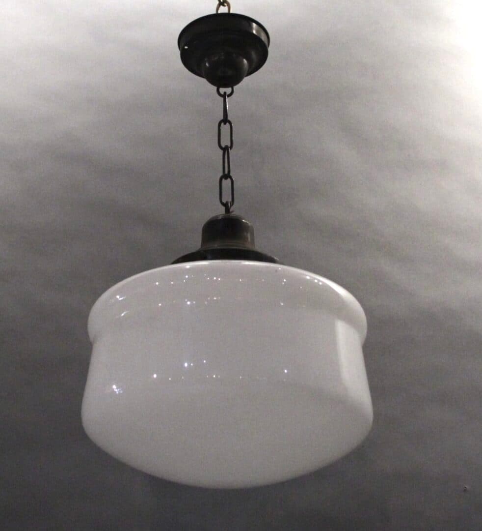 40565. 1920’s Antique School House Glass Pendant
