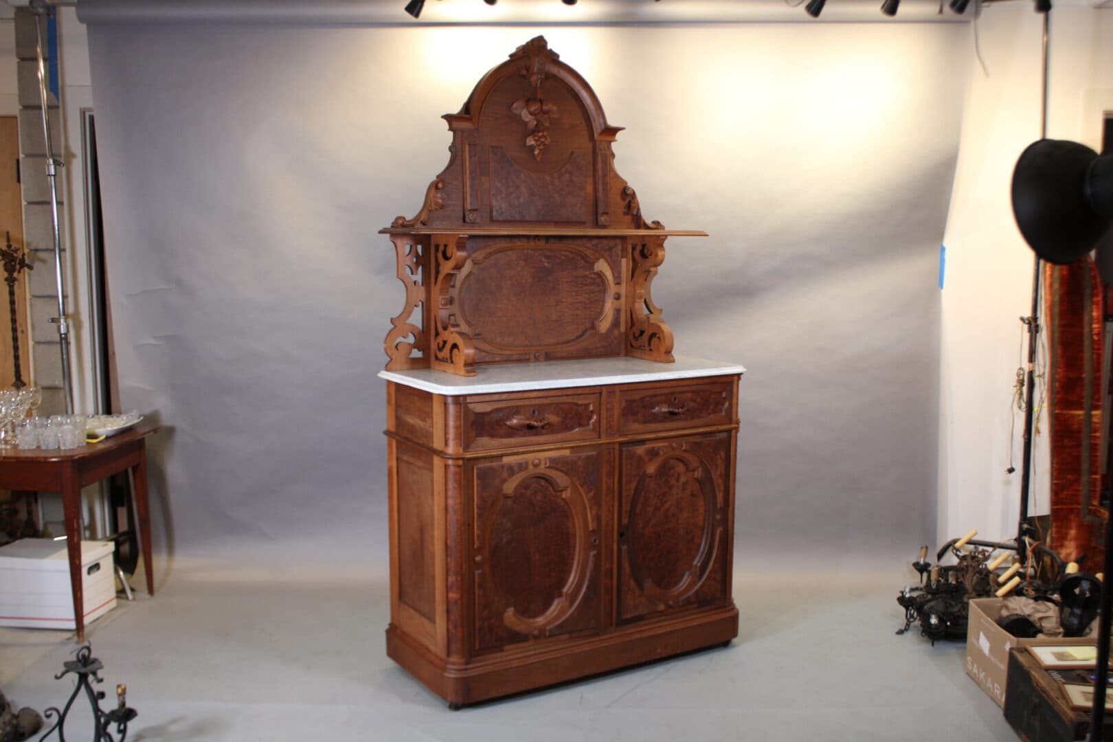 17791. Victorian Sideboard With Marble Top Circa 1800’s