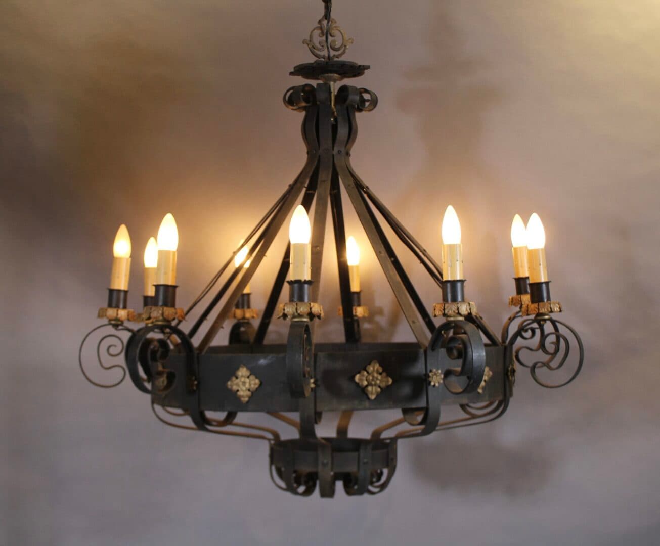 40680. 1 of 3 Custom Wrought Iron Chandelier 40.5″ Wide