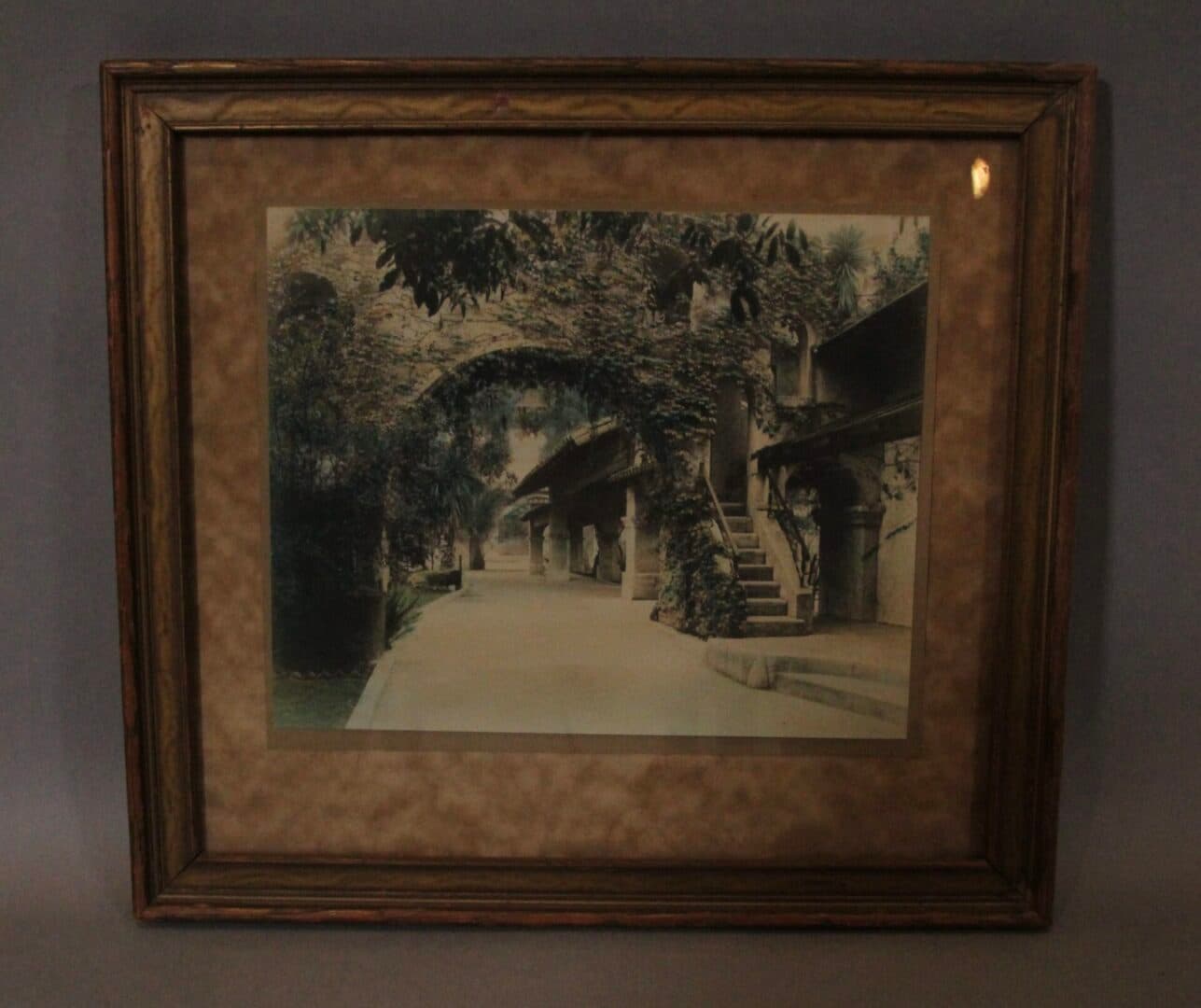 40861. Hand Tinted Photo Of The Mission Inn Circa 1920’s In Original Frame